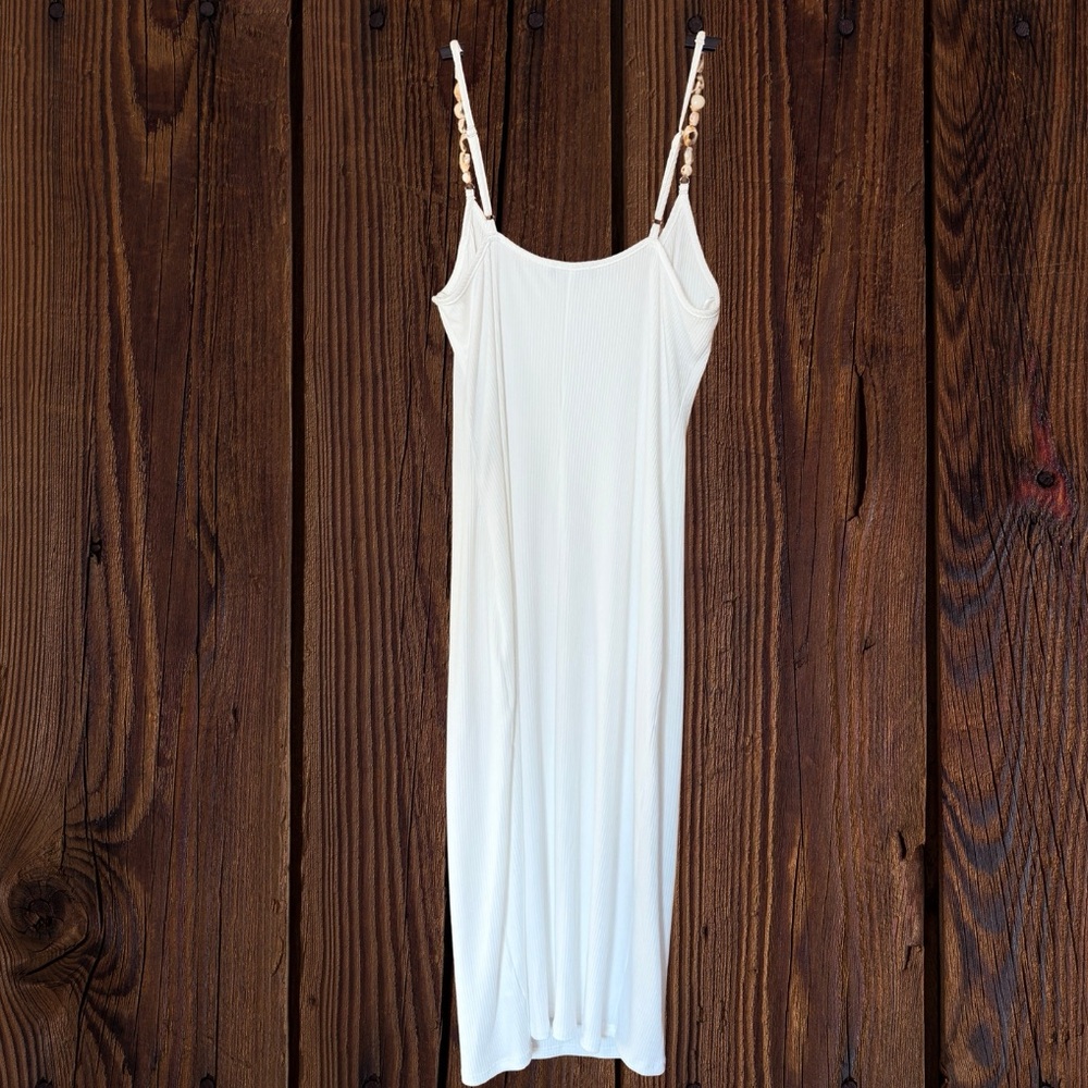 bebe White Ribbed Sun Dress